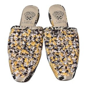 Vince Camuto Snakeskin Print Mules/Slides
